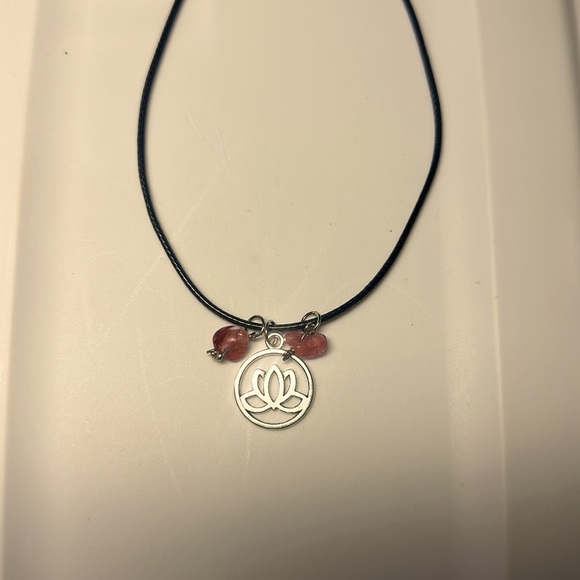 Lotus Flower with Rose Quartz Handmade Necklace - Picture 2 of 3